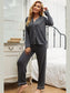 Contrast Piping Button Down Top and Pants Loungewear Set nicholesgifts