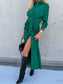 Button Front Long Sleeve Shirt Dress nicholesgifts