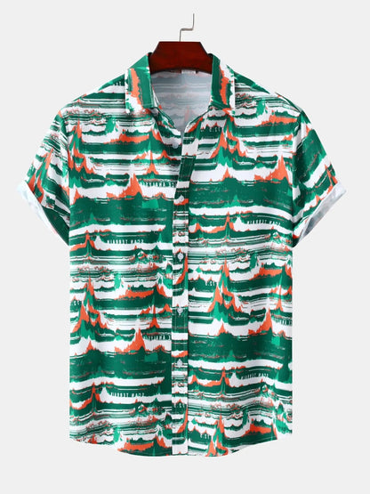 Men's Plus Size Tropical Print Short Sleeve Hawaiian Beach Shirt nicholesgifts