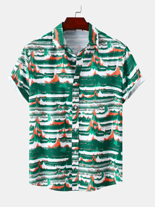 Men's Plus Size Tropical Print Short Sleeve Hawaiian Beach Shirt Trendsi