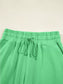 Women Drop Shoulder Puff Sleeve Crop Top and Drawstring Wide Leg Pants Set nicholesgifts