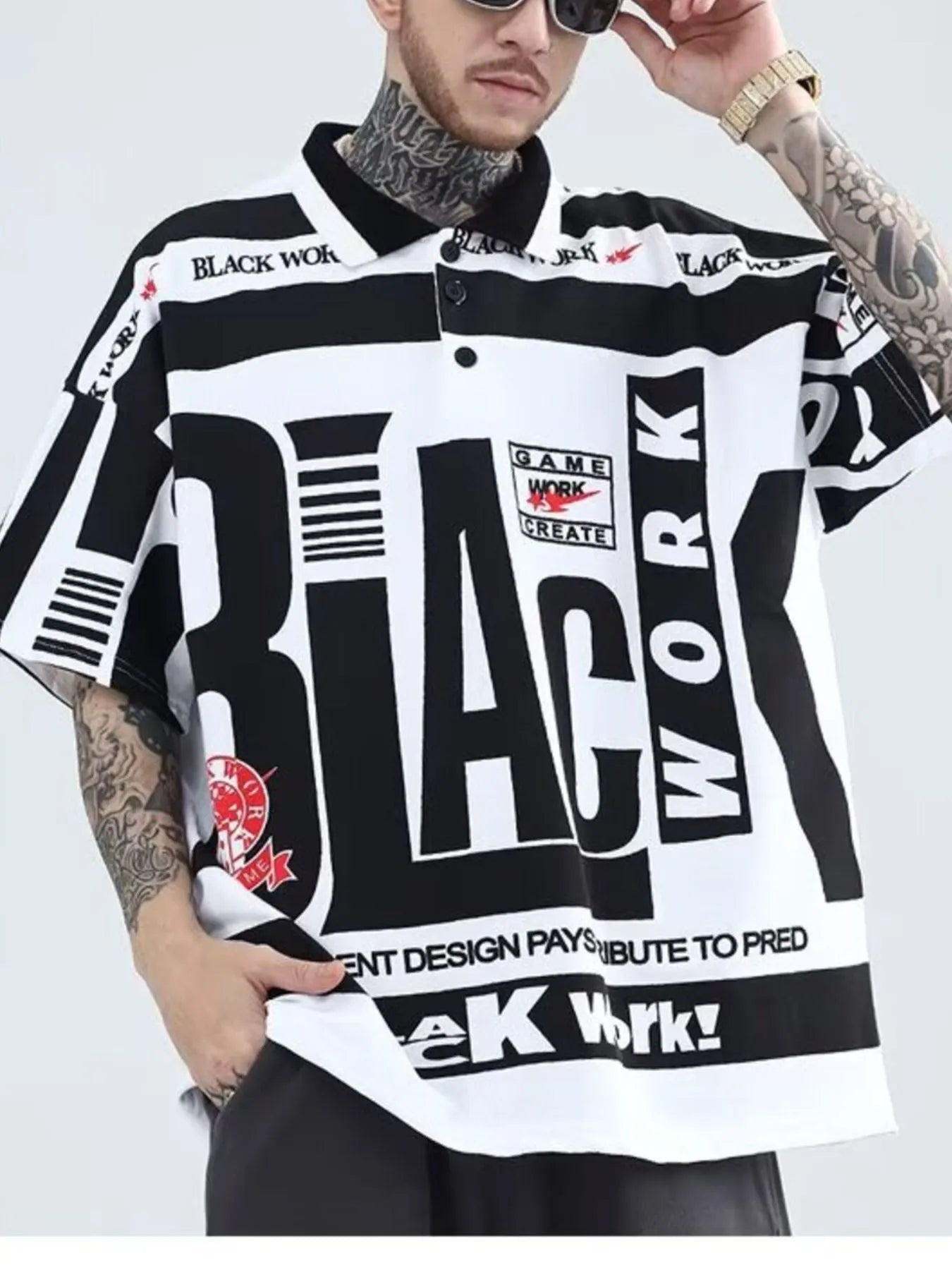 Men's Plus Size Letter Print Half Sleeve Polo Shirt NicholesGifts