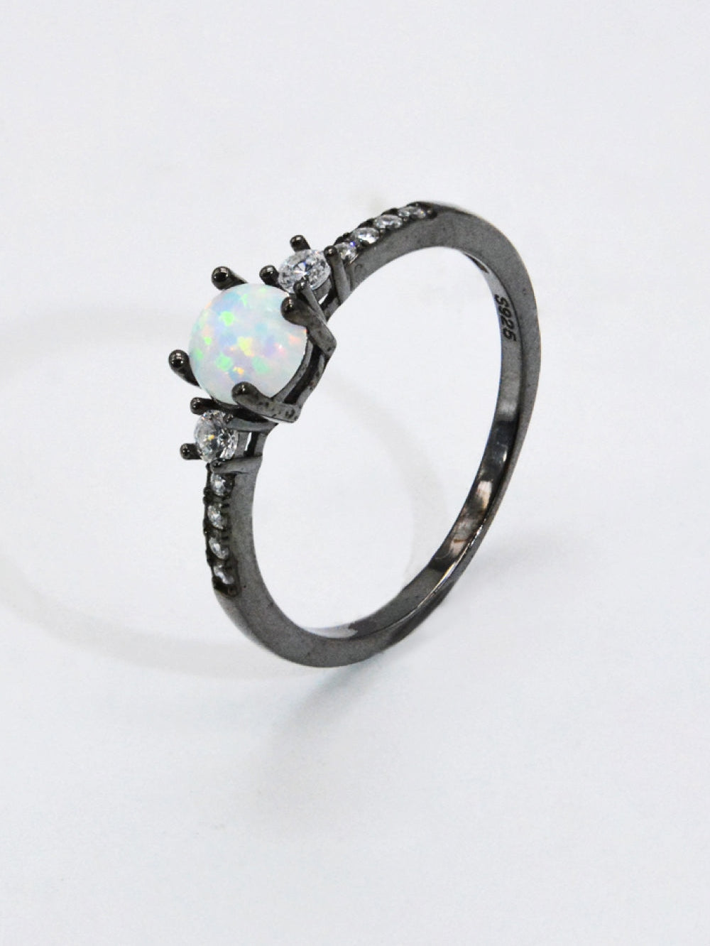 925 Sterling Silver Round Opal Ring nicholesgifts