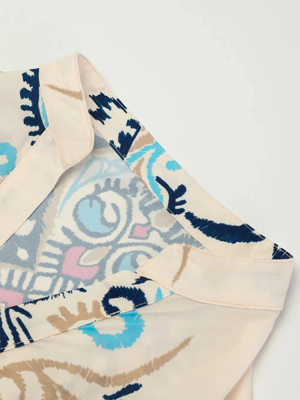 Printed Notched Three-Quarter Sleeve Mini Dress Trendsi