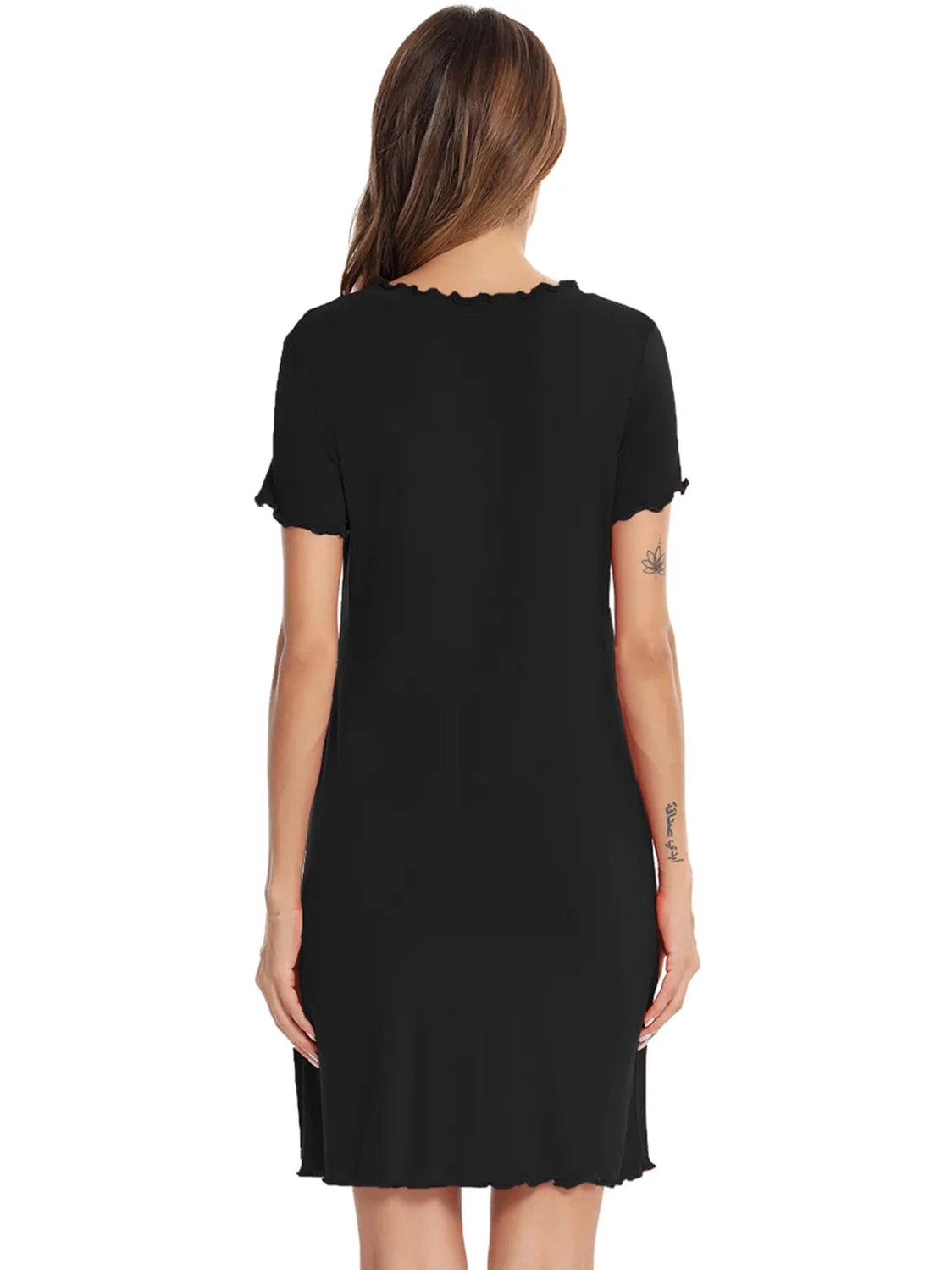 Round Neck Short Sleeve Lounge Dress nicholesgifts