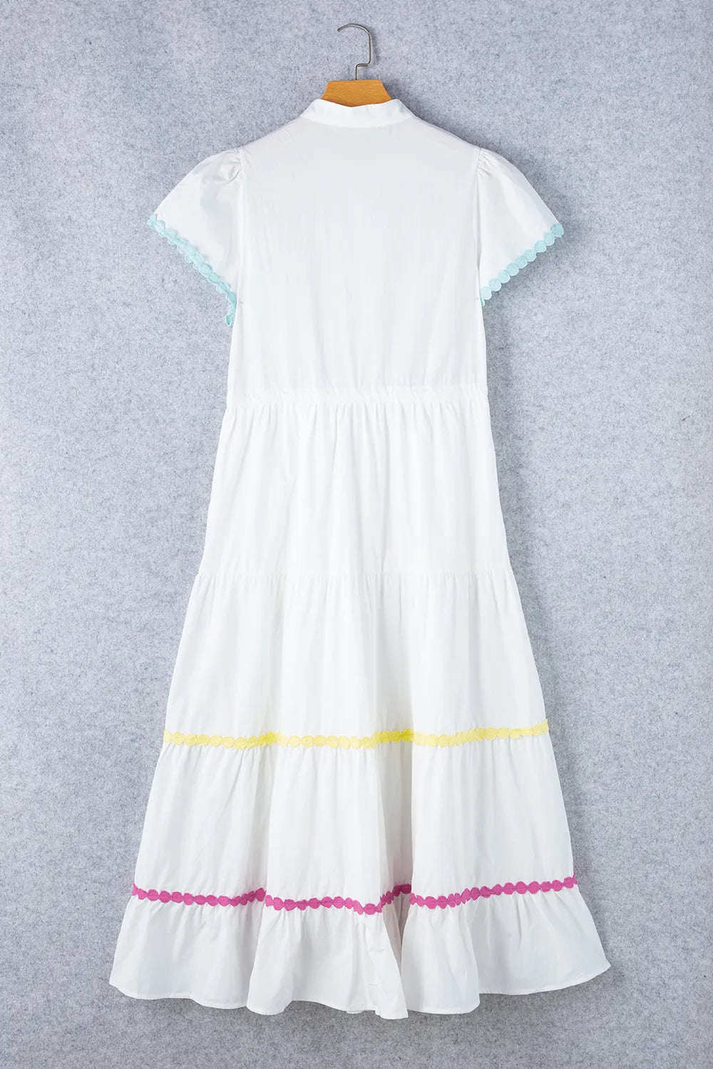 Contrast Trim Button Up Short Sleeve Dress Trendsi