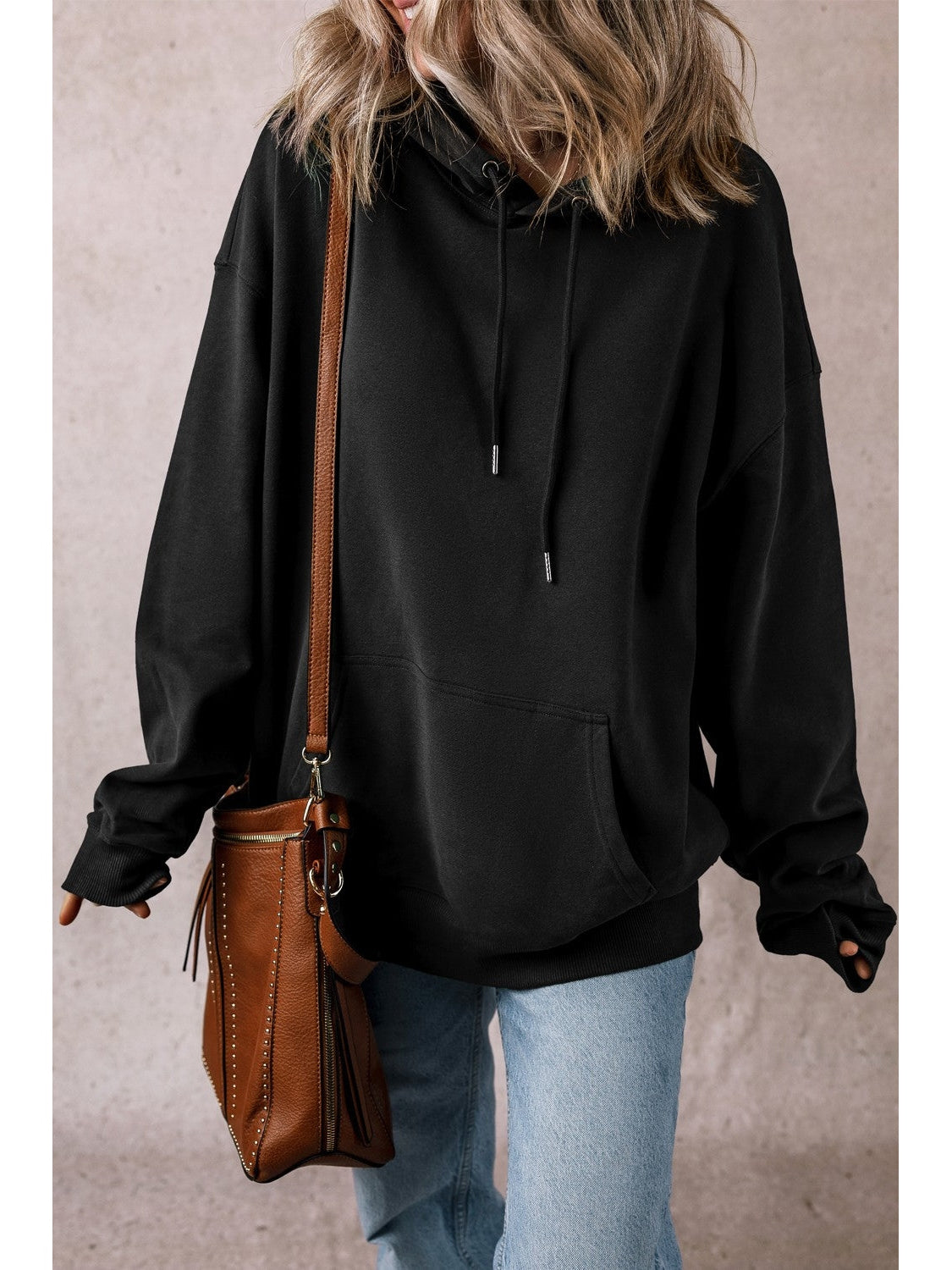 Women Drawstring Pocketed Long Sleeve Hoodie nicholesgifts