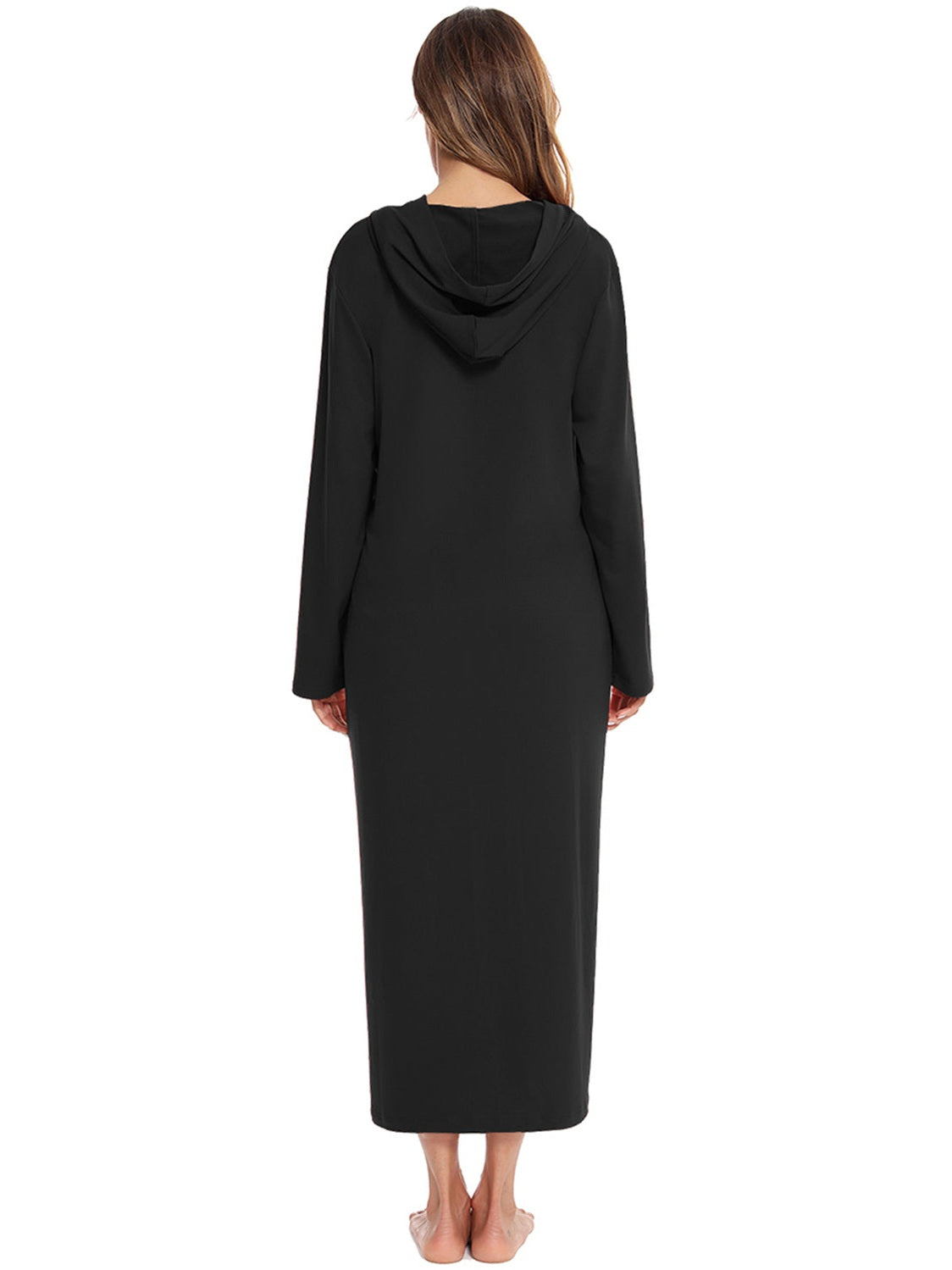 Zip Front Hooded Night Dress with Pockets nicholesgifts