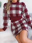 Plaid Round Neck Top and Skirt Sweater Set nicholesgifts