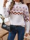 Geometric Mock Neck Long Sleeve Sweater nicholesgifts