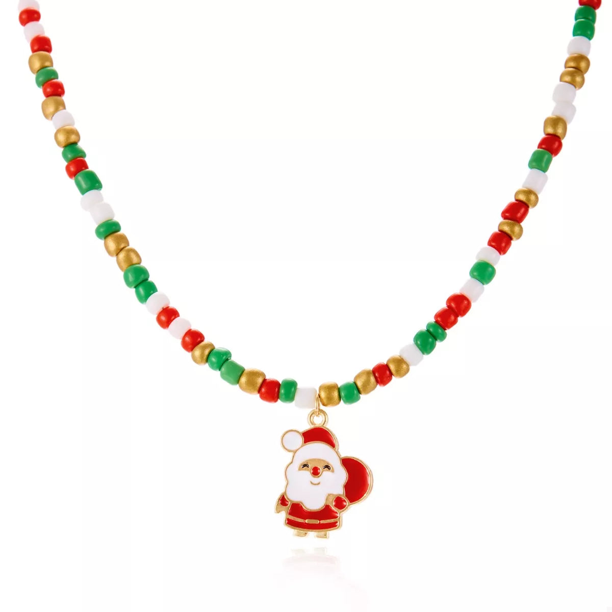Christmas Themed Beaded Pendant Necklace Trendsi