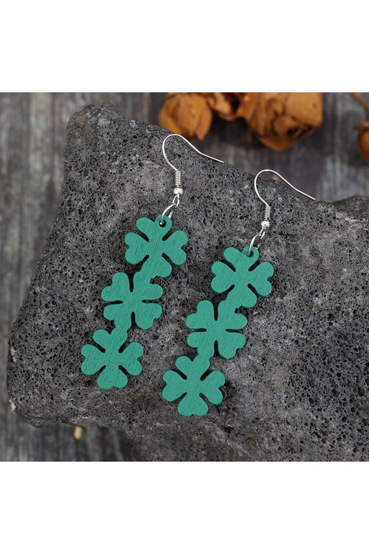 Women Lucky Clover Wooden Dangle St. Patrick's Day Earrings NicholesGifts