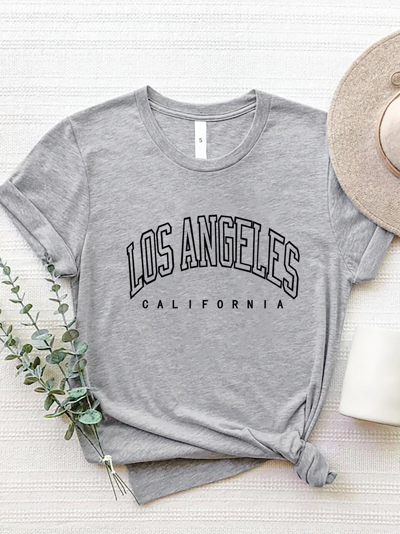 Women Los Angeles California Round Neck Short Sleeve T-Shirt