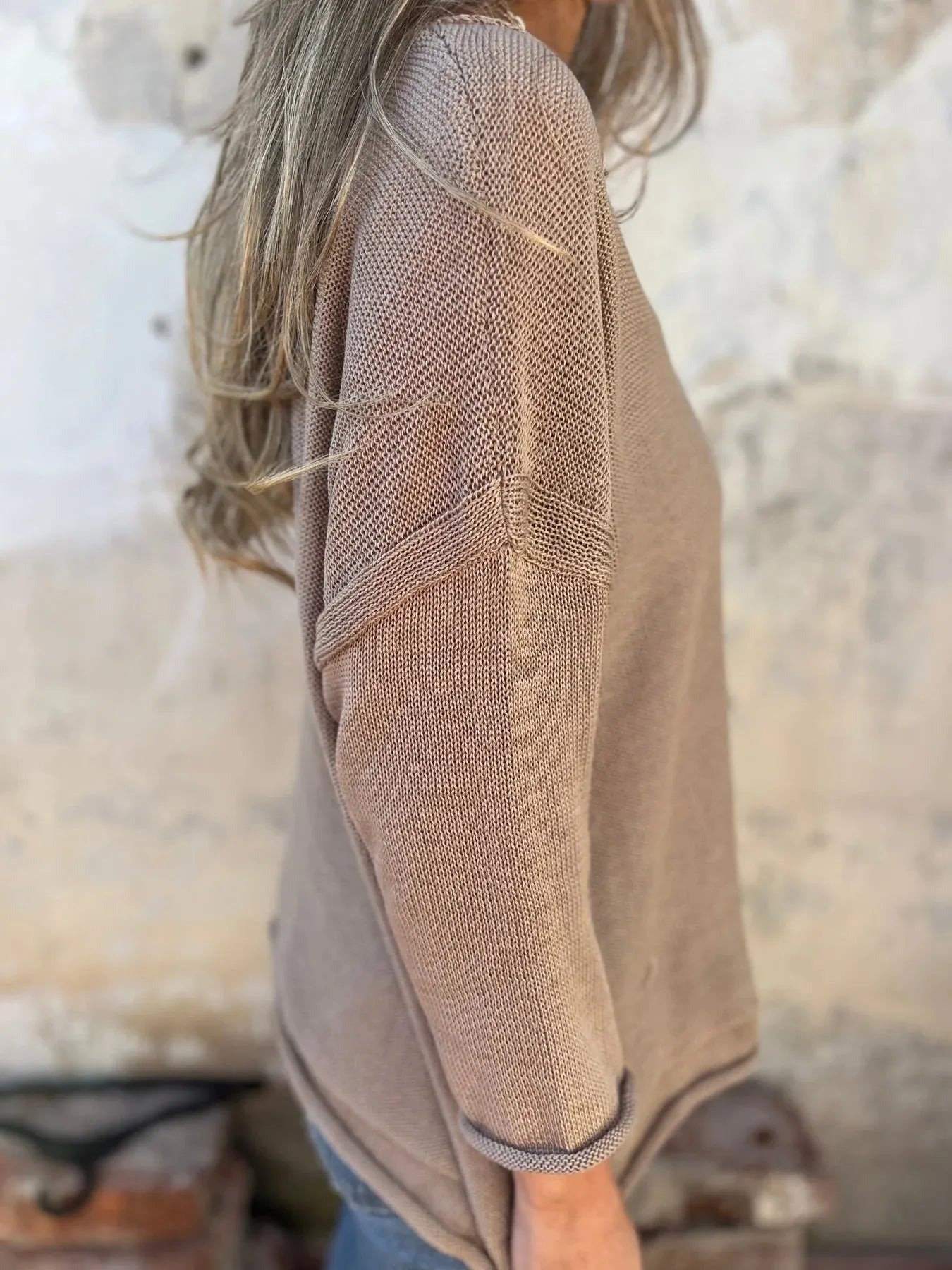 Full Size Casual V-Neck Knit Sweater Plus Size Trendsi