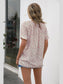 Women Floral Notched Short Sleeve Blouse nicholesgifts