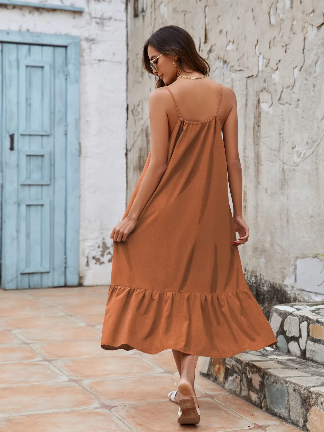 Ruffled Hem Midi Cami Dress NicholesGifts
