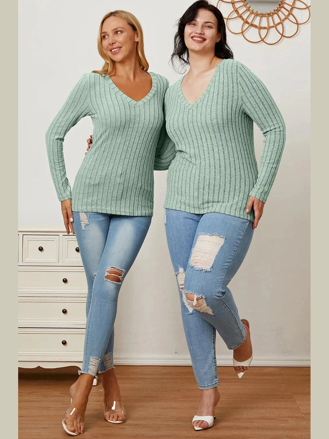 Basic Bae Full Size Ribbed V-Neck Long Sleeve T-Shirt nicholesgifts