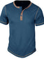 Men's Full Size Contrast Stitch Henley Polo Shirt Plus Size nicholesgifts