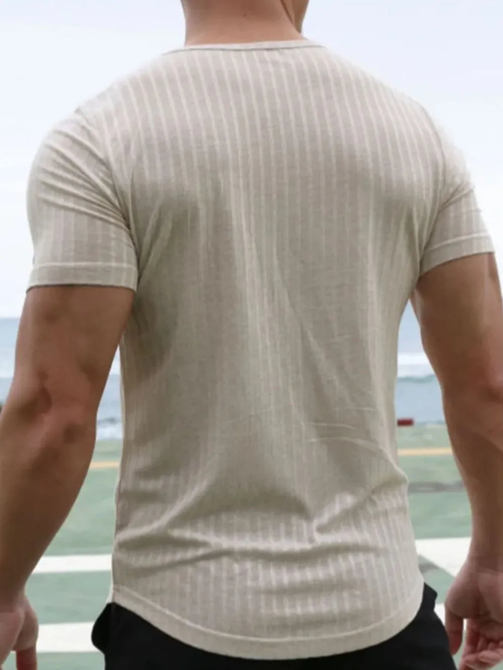 Men's Round Neck Short Sleeve Striped T-Shirt NicholesGifts