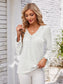 Applique V-Neck Flounce Sleeve T-Shirt nicholesgifts