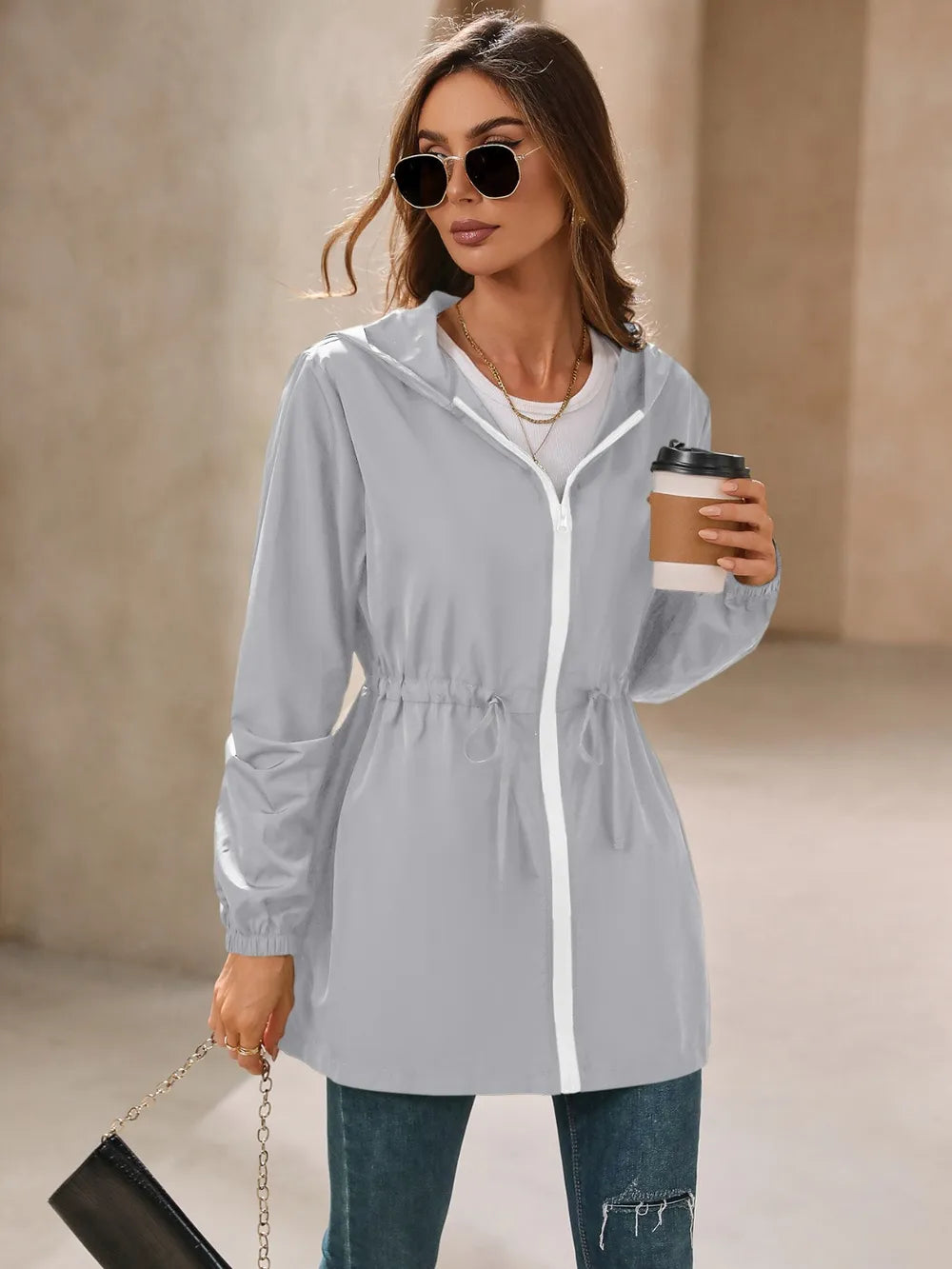 Ivy Lane Outdoor Waterproof Long Sleeve Hooded Windbreaker nicholesgifts