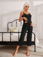 V-Neck Lace Trim Slit Cami and Pants Pajama Set nicholesgifts