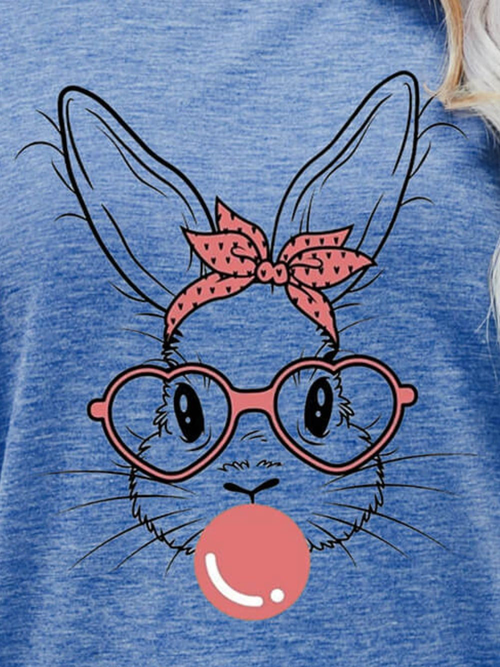 Easter Bunny Graphic Round Neck T-Shirt nicholesgifts