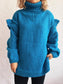 Women Ruffled Turtleneck Long Sleeve Sweater nicholesgifts