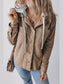 Drawstring Button Up Long Sleeve Hooded Jacket nicholesgifts