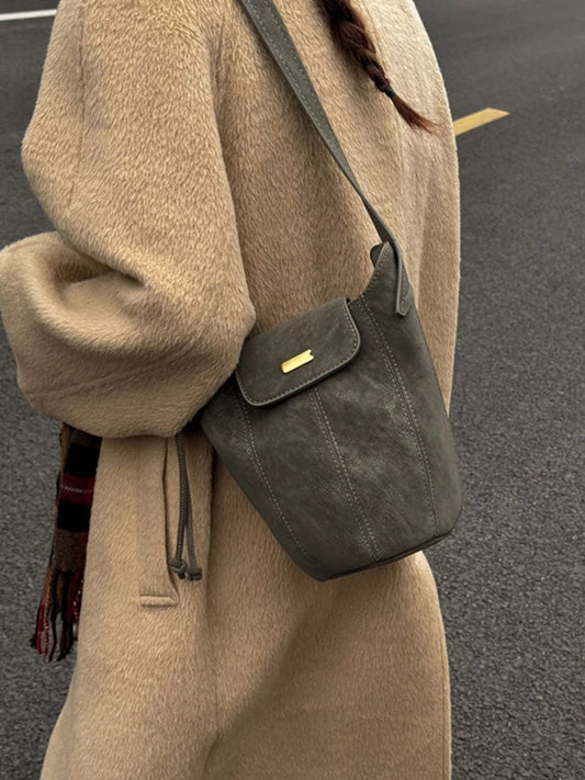 Vintage Suede Bucket Shoulder Bag nicholesgifts