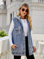 Drawstring Pocketed Button Up Sleeveless Denim Jacket nicholesgifts