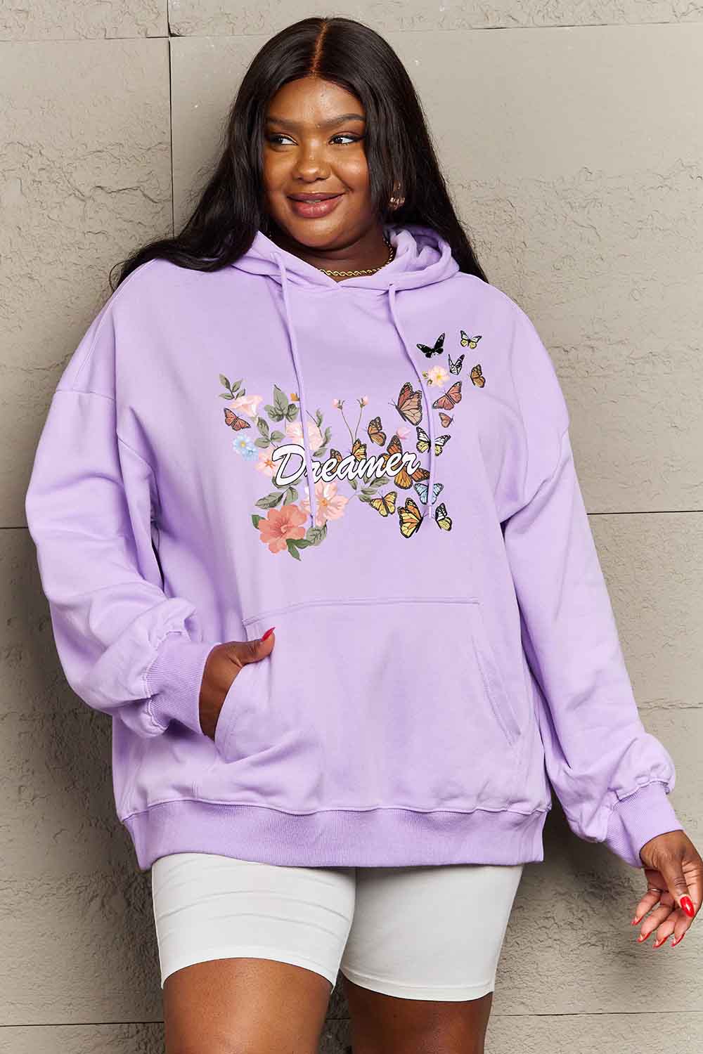 Simply Love Simply Love Full Size Dropped Shoulder DREAMER Graphic Hoodie Trendsi