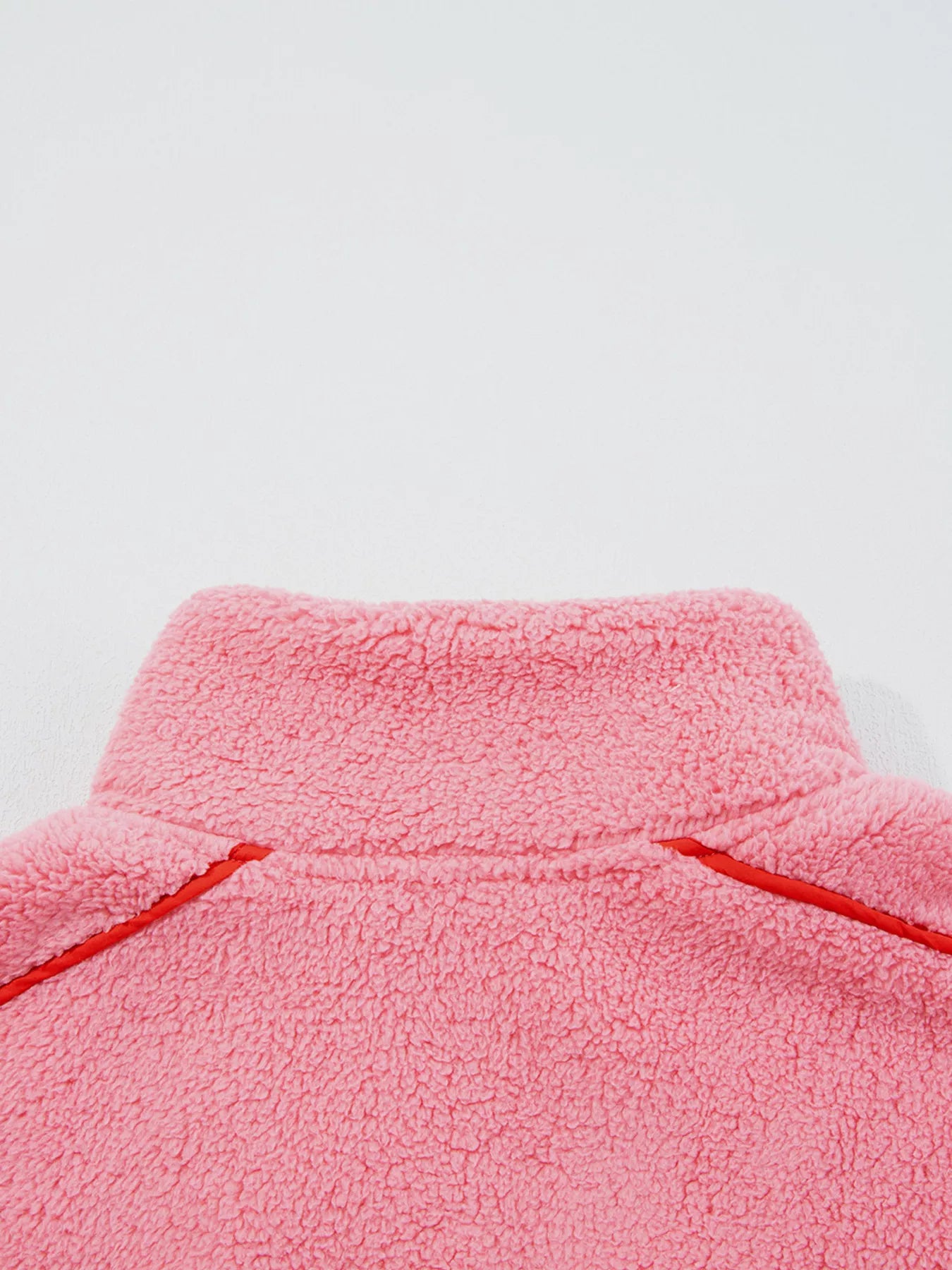 Sherpa Contrast Faux Leather Trim Half Zip Sweatshirt Trendsi