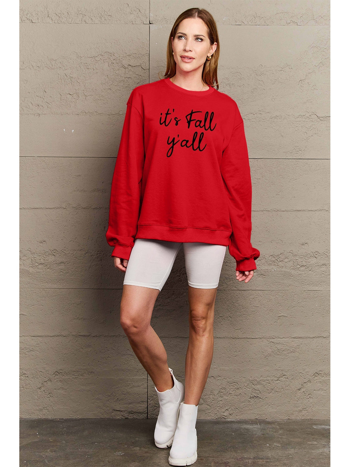 Simply Love Full Size IT'S FALL Y'ALL Graphic Sweatshirt nicholesgifts