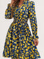 Floral Print Flounce Sleeve Ruffle Hem Dress nicholesgifts
