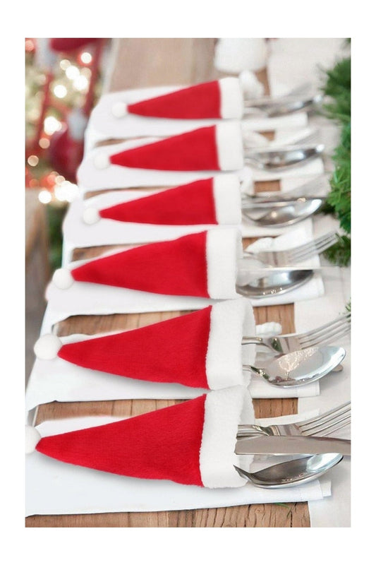 10-Pack Christmas Hat Shaped Cutlery Covers nicholesgifts