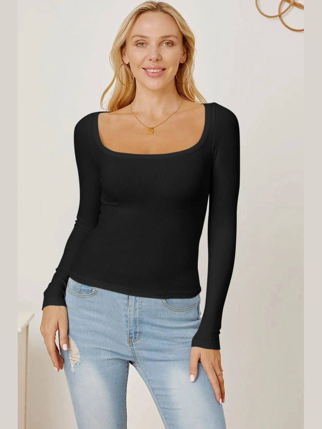 Square Neck Long Sleeve T-Shirt NicholesGifts