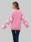 Women Angel Wings Heart Dropped Shoulder Long Sleeve Sweater nicholesgifts