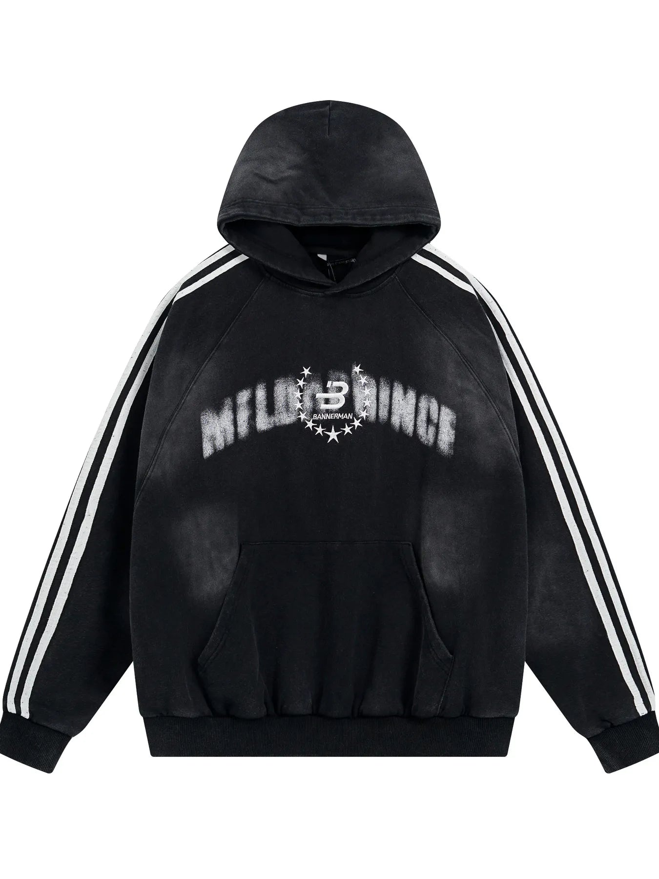 Men's Washed Graphic Striped Sleeve Hoodie NicholesGifts