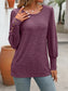 Women Decorative Button Round Neck Long Sleeve T-Shirt nicholesgifts