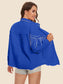 Raw Hem Fringe Detail Denim Jacket nicholesgifts