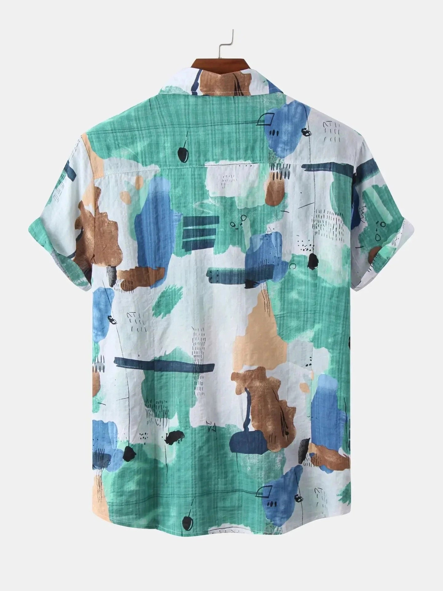 Men's Plus Size Abstract Print Short Sleeve Button-Up Shirt NicholesGifts
