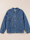Pocketed Button Up Denim Jacket nicholesgifts