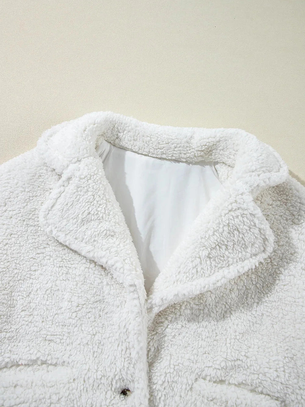 Fuzzy One Button Long Sleeve Jacket nicholesgifts