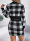 Plaid Round Neck Top and Skirt Sweater Set nicholesgifts