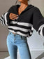 Striped Half Zip Cropped Sweater nicholesgifts