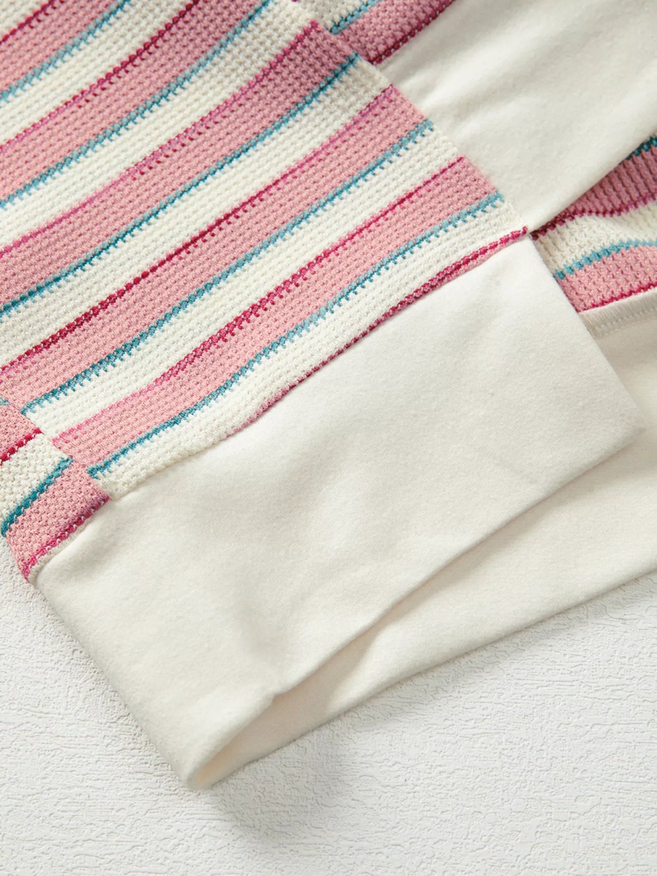 Stripe Stitched Detail Color Block Patchwork Oversized Top Trendsi