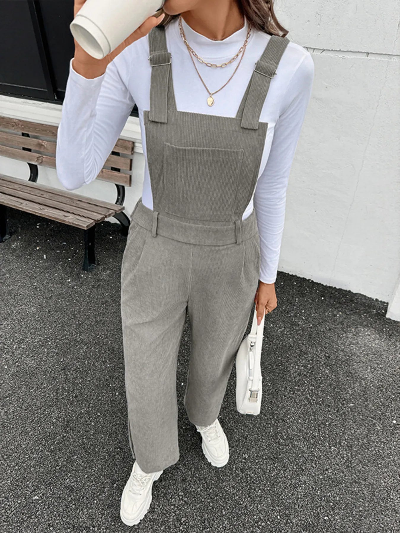Slit Wide Leg Overalls with Pockets nicholesgifts