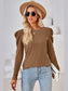 Women Round Neck Puff Long Sleeve Blouse nicholesgifts