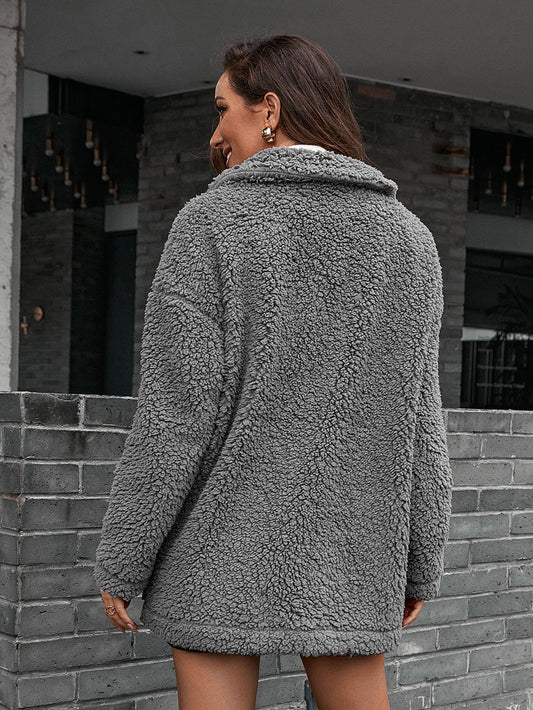 Ivy Lane Zip-Up Collared Teddy Jacket nicholesgifts